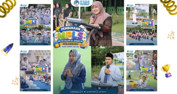 Suasana pembukaan MPLS TK Islam Al Azhar 54 Pekanbaru Tahun Ajaran 2026/2027 dengan murid baru mengikuti kegiatan pengenalan lingkungan sekolah.